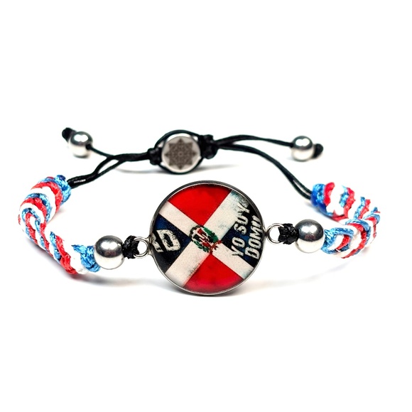 Men Patriot Bracelet-Adjustable Dominican Bracelet-Dominican Republic Flag - Picture 1 of 3